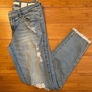 Eunina Low-Rise Skinny Distressed Crop Jeans - Size 3